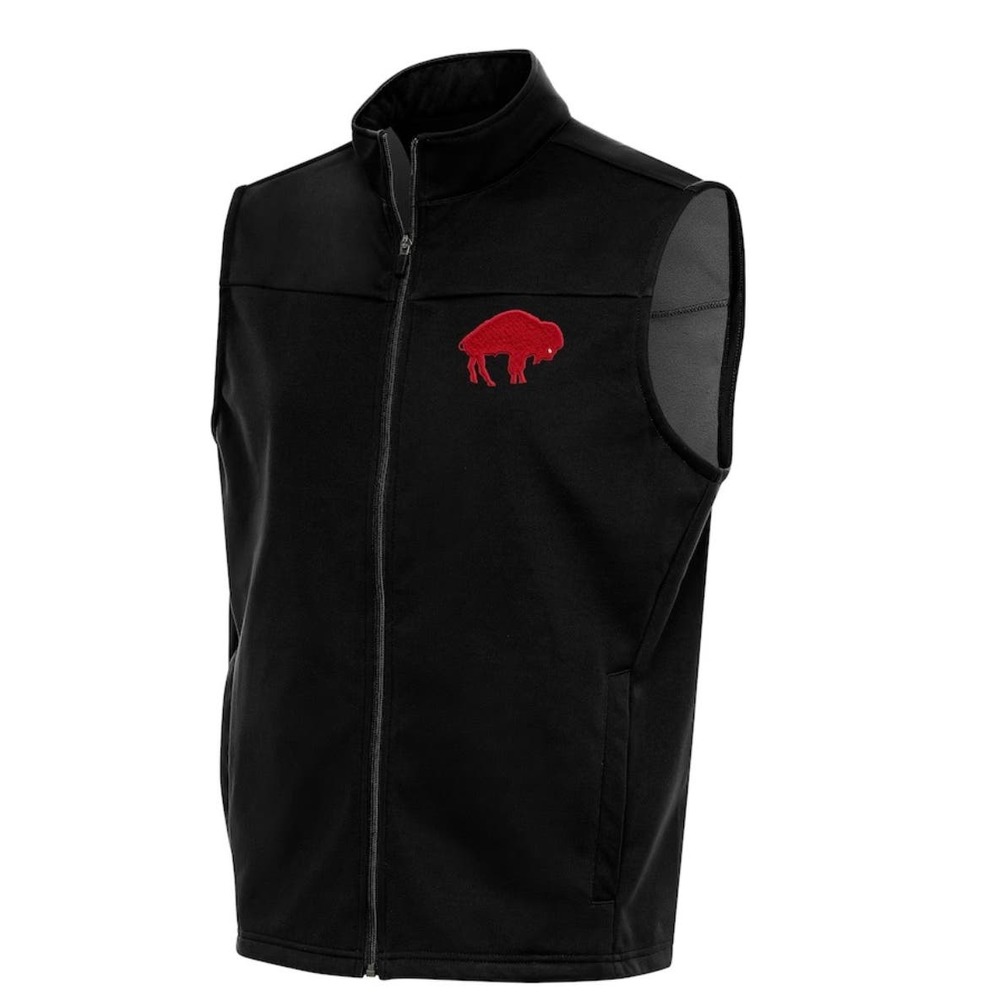 Men's Buffalo Bills Antigua Black Team‎ Logo Throwback Links Golf Full-Zip Vest
